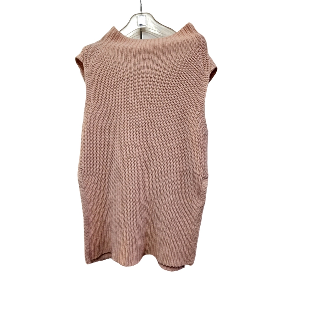 Thick Pink Knitted Winter Sleeveless Vest Sweater